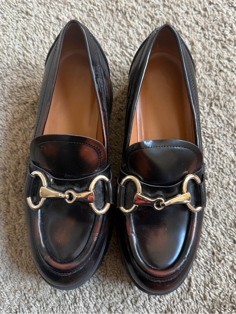 Marc Fisher LTD Wilmer Loafer Brown Leather Lug Sole Horsebit 7.5 - Picture 2 of 8